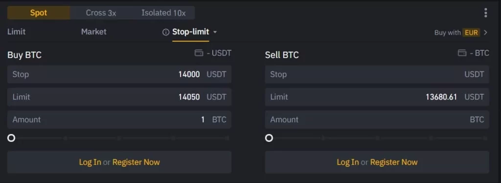 اسپات تریدینگ 5 Stop limit