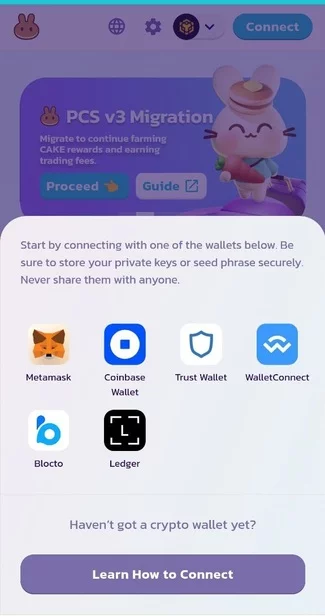 connect wallet pancakeswap