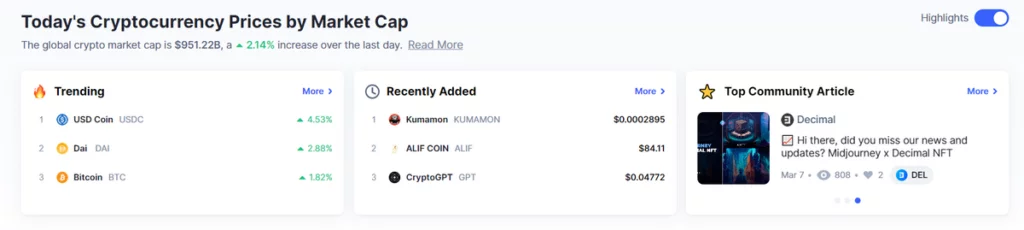 کوین مارکت کپ 5 crypto prices 1024x230 1