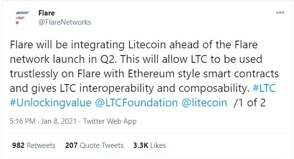 لایت کوین LTC 3 flare networks