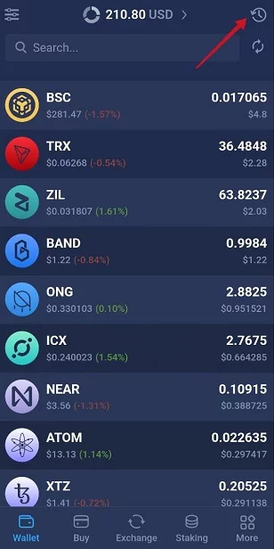 history in atomic wallet